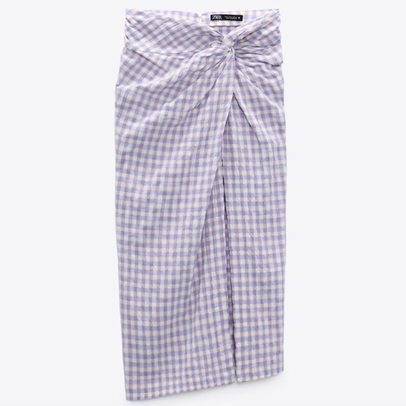 ZARA Multicolored Gingham Knot Skirt - Picture 6 of 9
